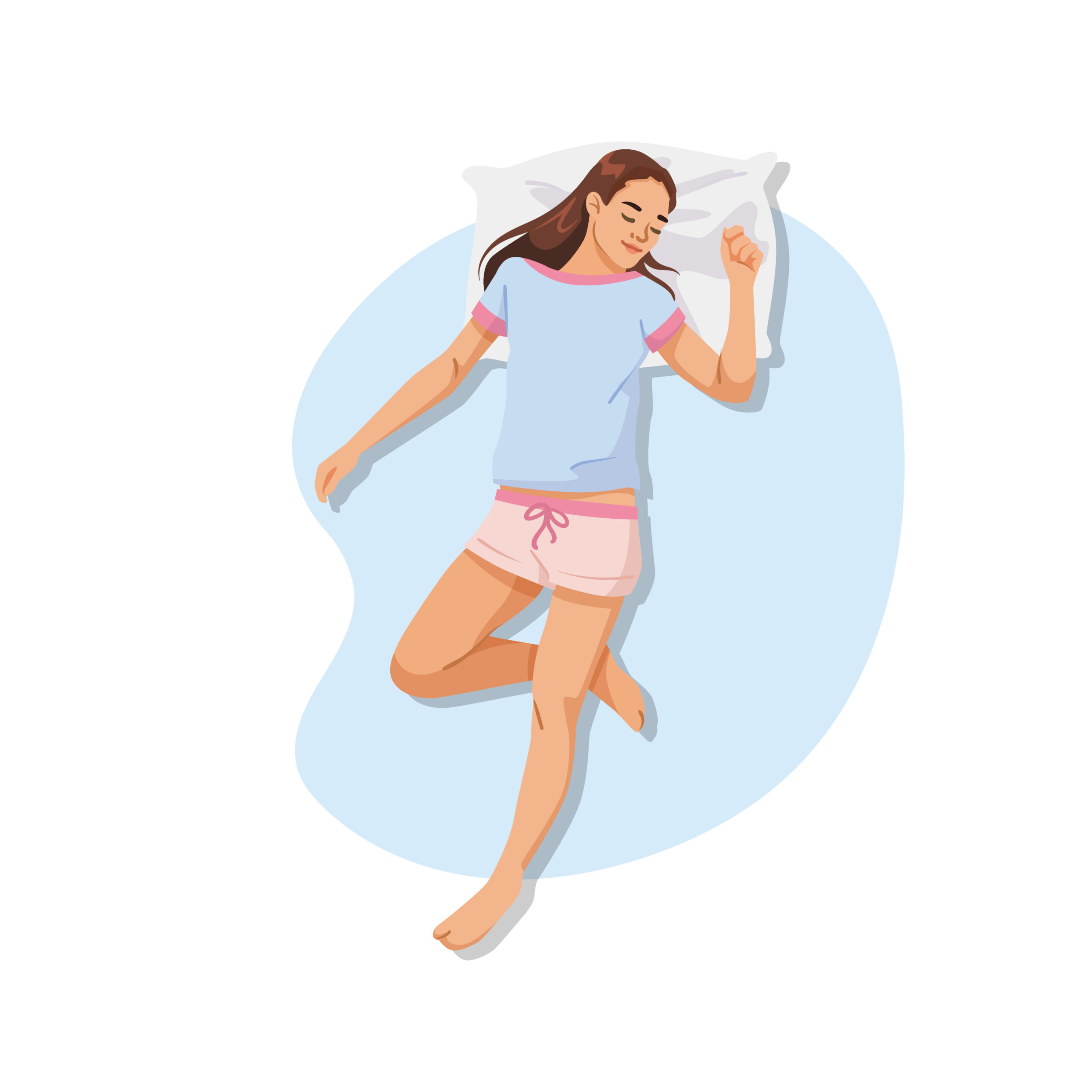 Woman sleeping peacefully on a pillow. Vector illustration